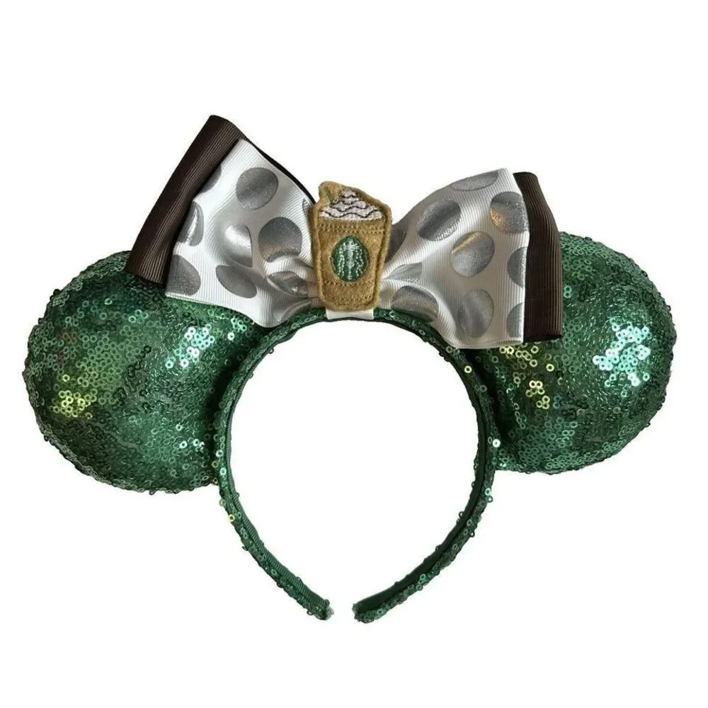 Coffee Theme Handmade Mickey Ears Sequined Adult‎ Size Coffee Cute Barista
